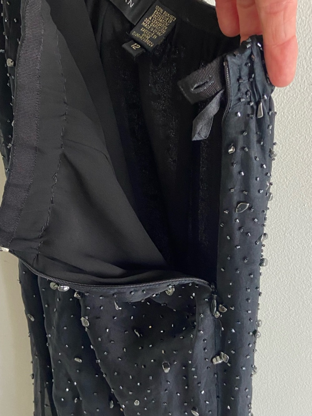 Dana Buchman Black Beaded Silk Evening Gala Maxi Skirt 12 - Picture 6 of 7